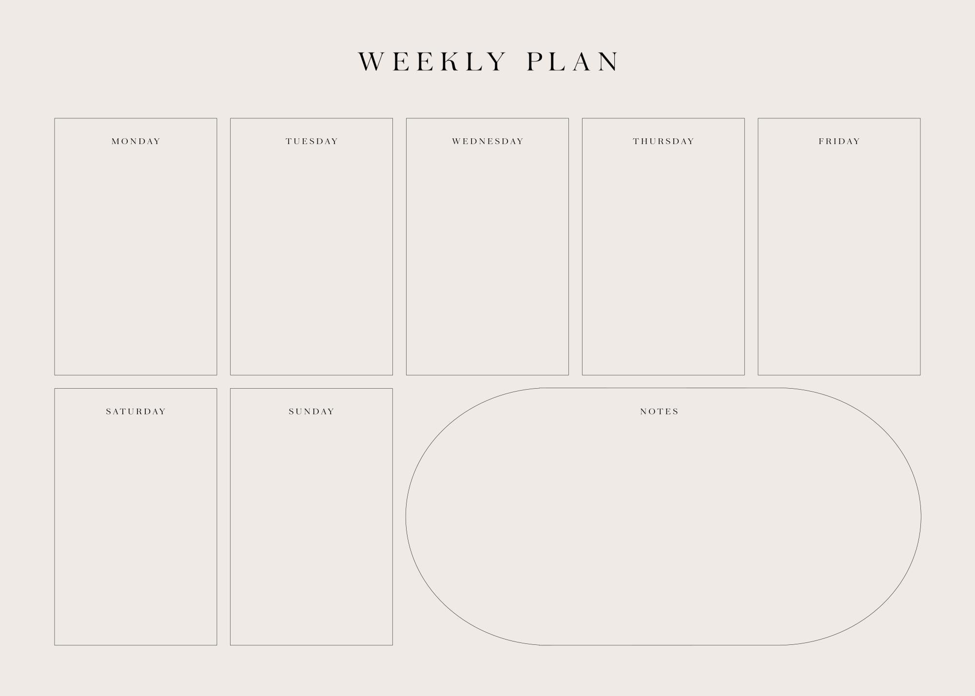 Weekly Planner Beige Print