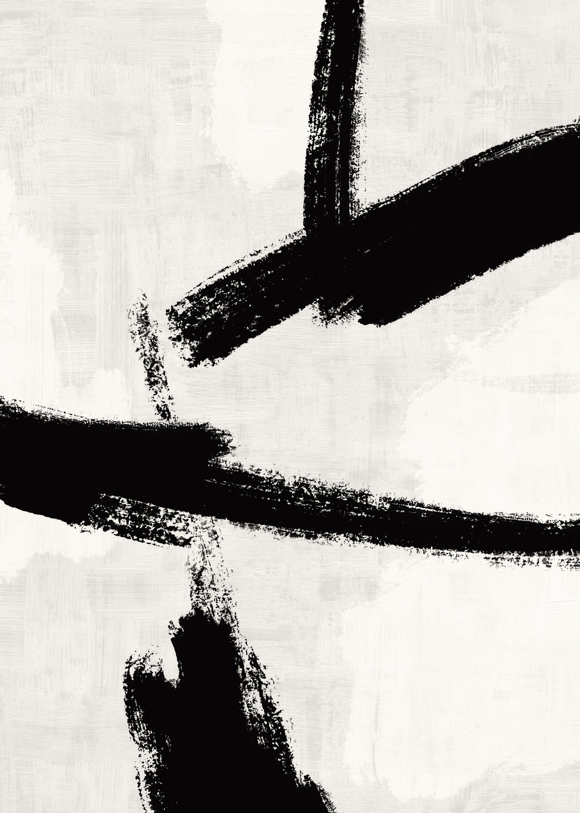 Black Brush Strokes No2 Print