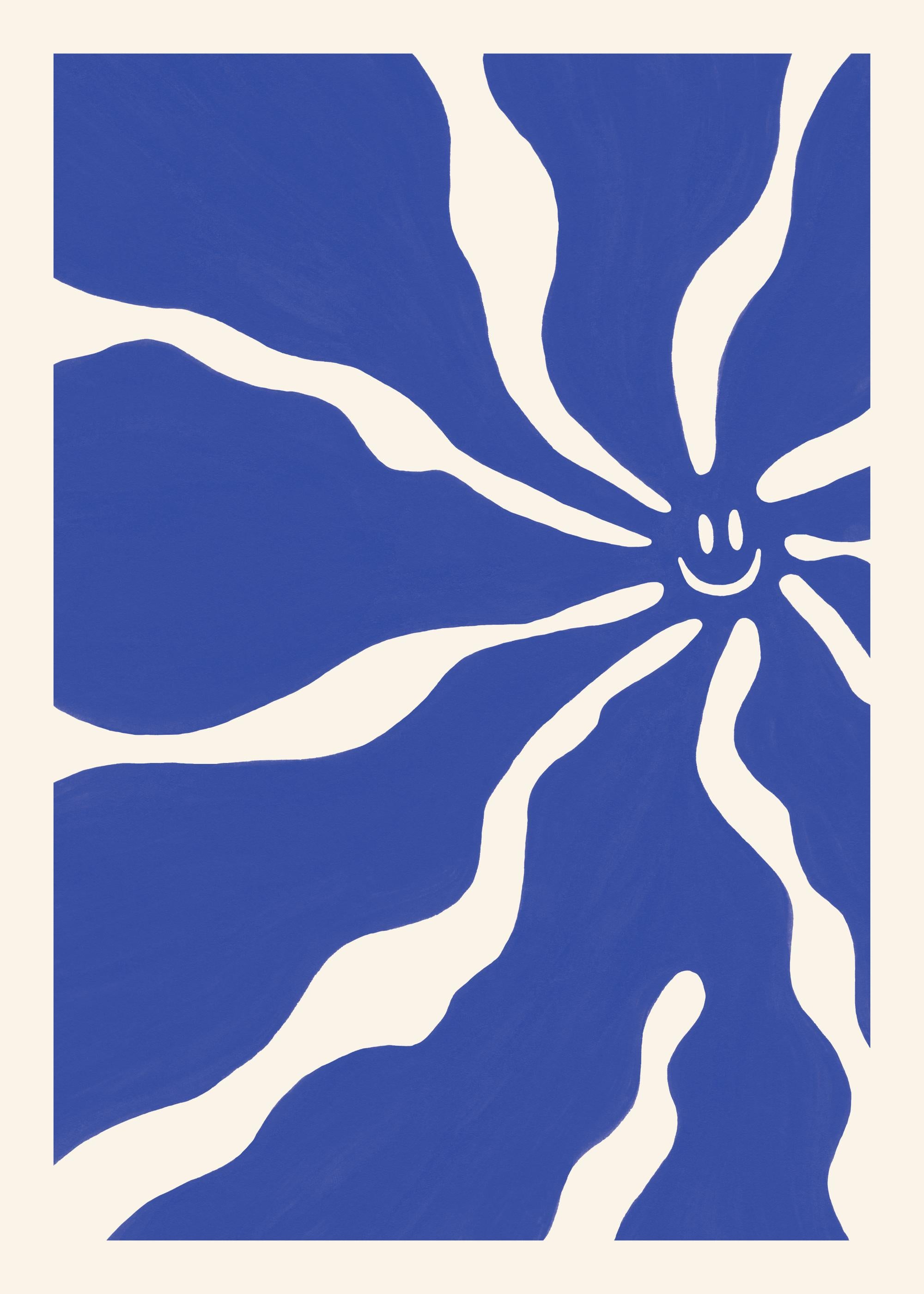 Happy Blue Flower Print