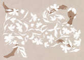 Lady in White Floral Dress Print