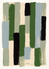 Green Brush Strokes Print