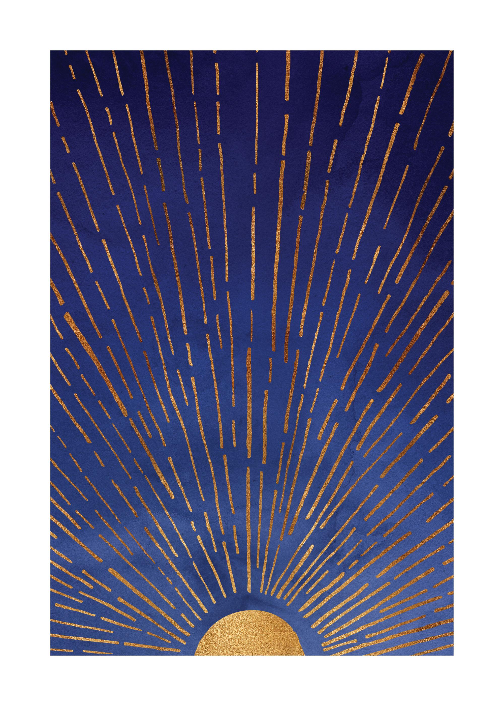 Kristian Gallagher - Twilight Blue and Metallic Gold Sunrise Print