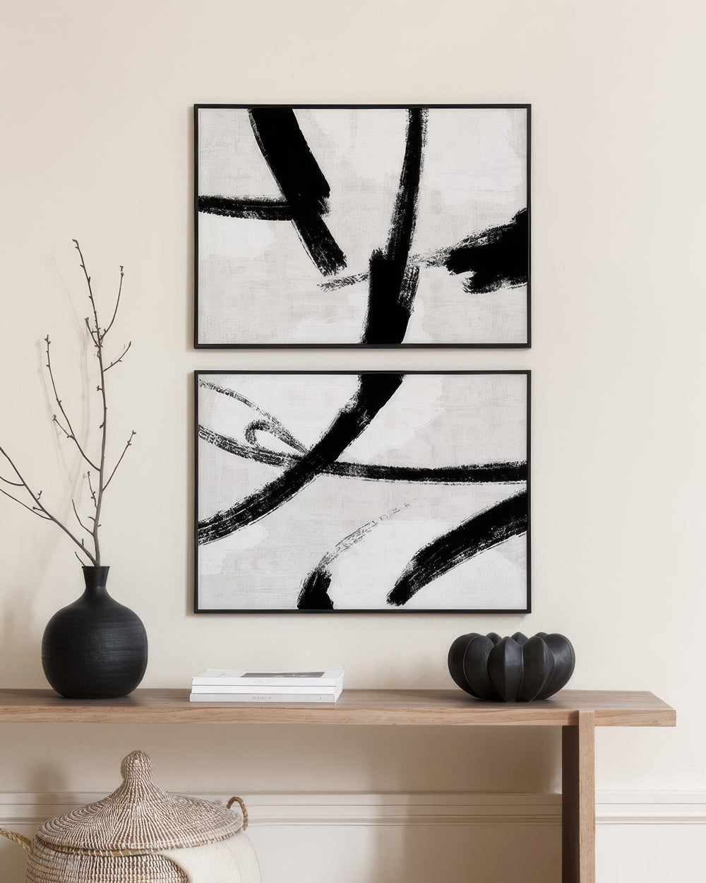 Black Brush Strokes Duo Poster pack