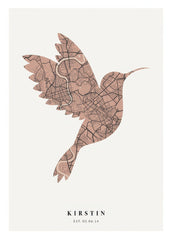 Bird Map Vintage Pink Personal