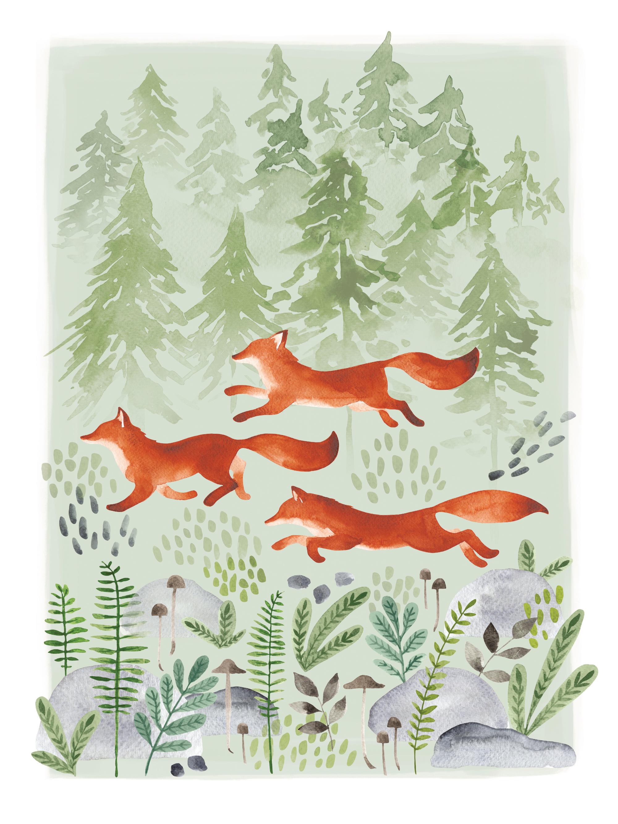 Leash Of Foxes Print