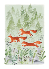 Leash Of Foxes Print