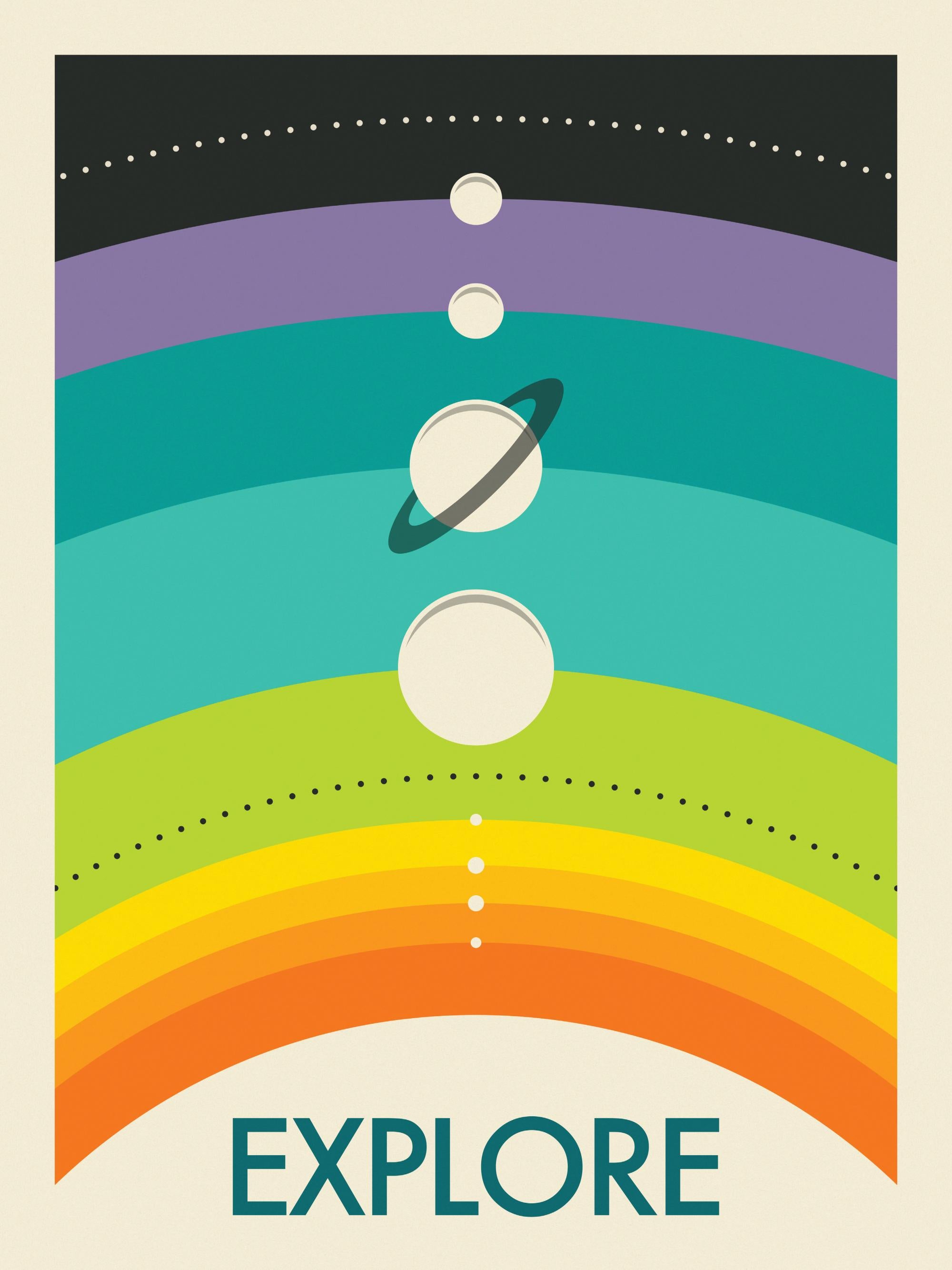 Jazzberry Blue - Rainbow Solar System Print