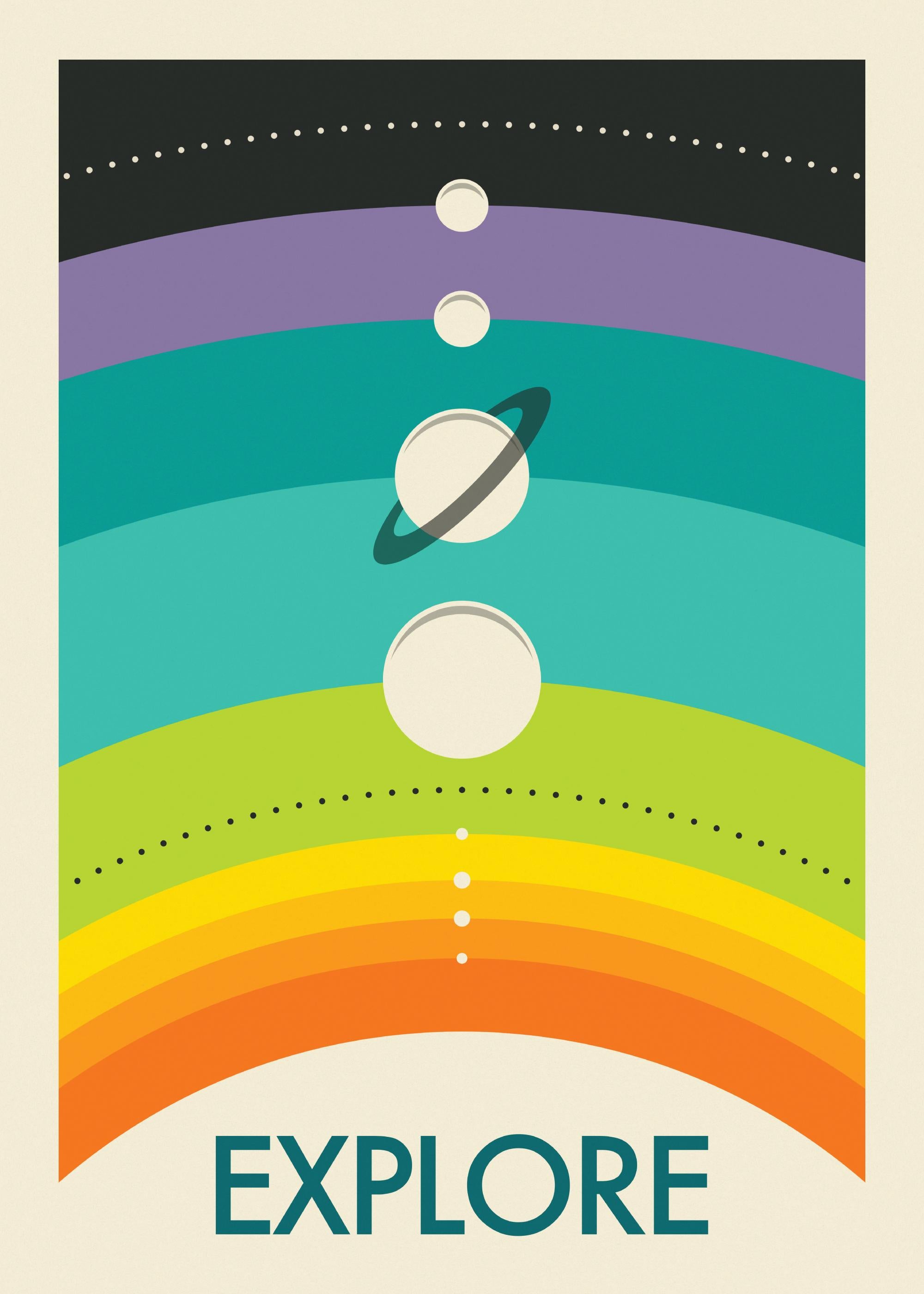 Jazzberry Blue - Rainbow Solar System Print