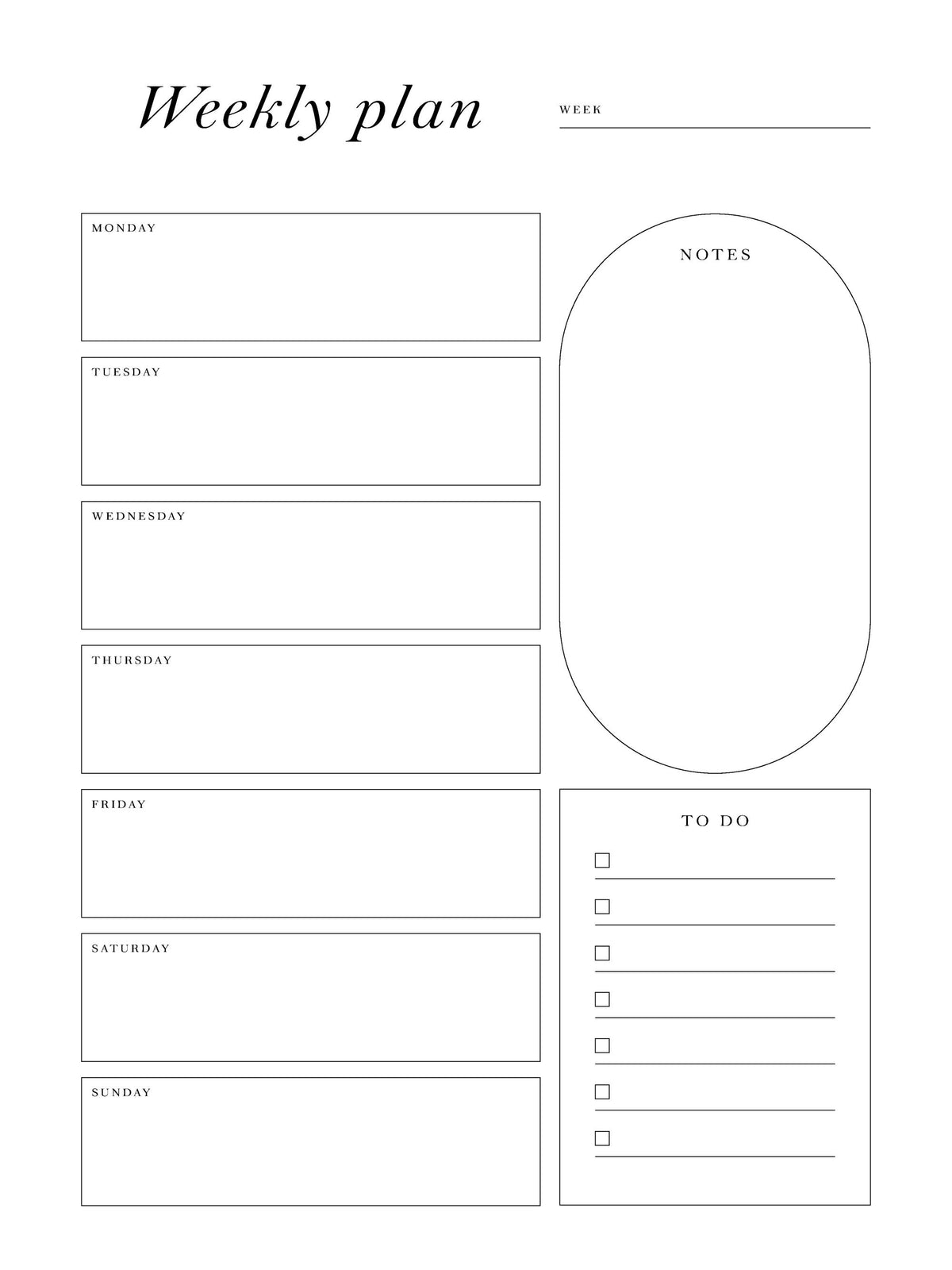Weekly Planner Print
