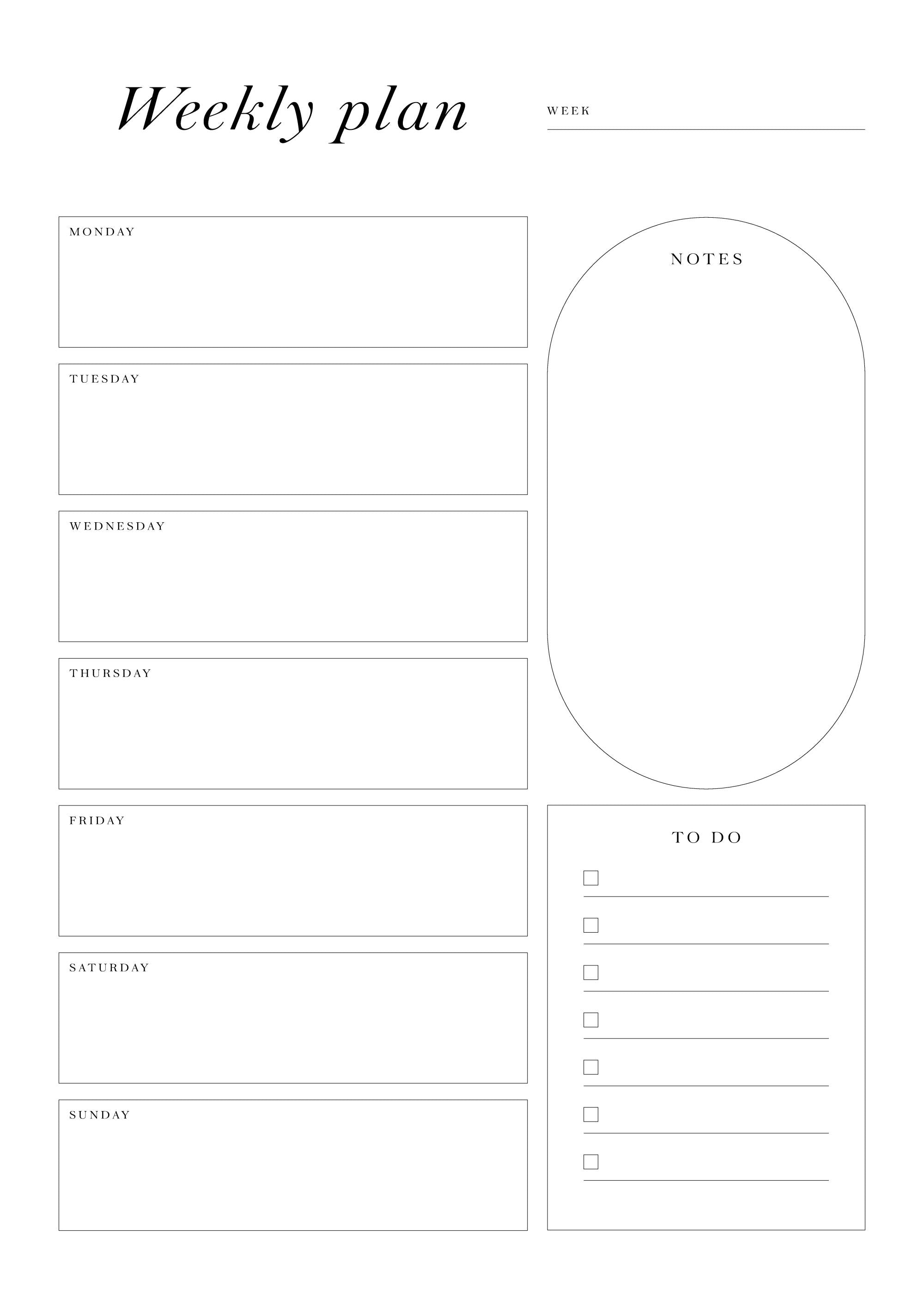 Weekly Planner Print