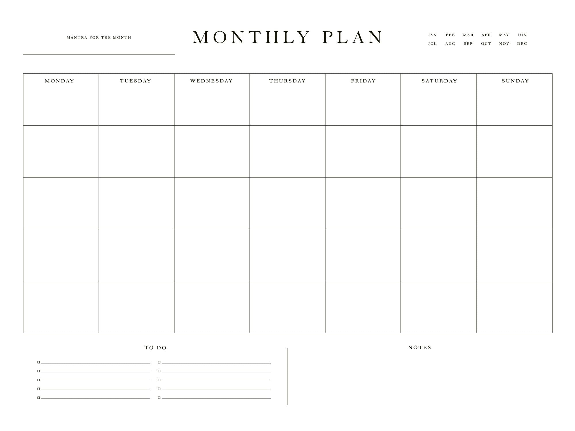 Monthly Planner Print