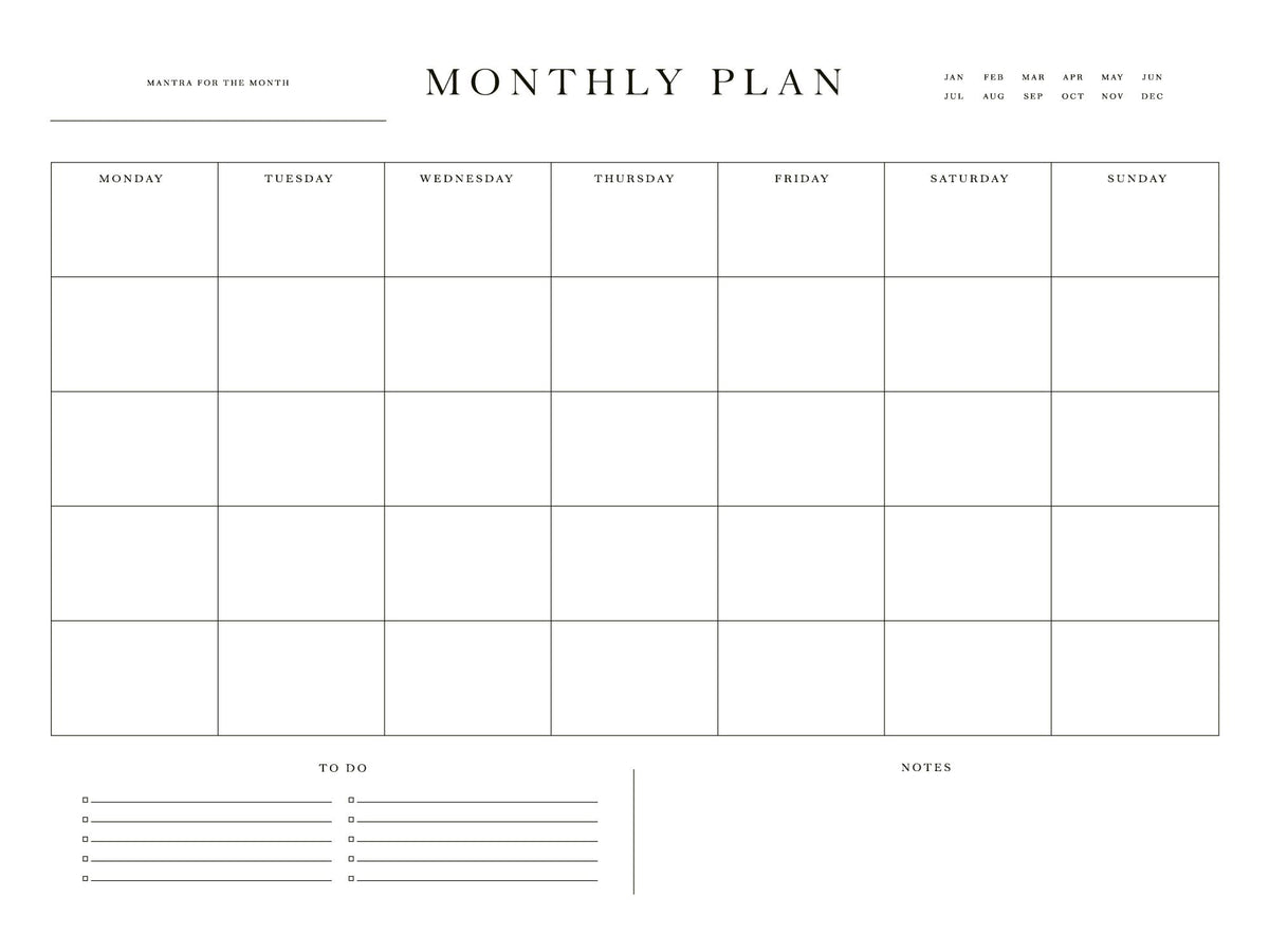 Monthly Planner Print