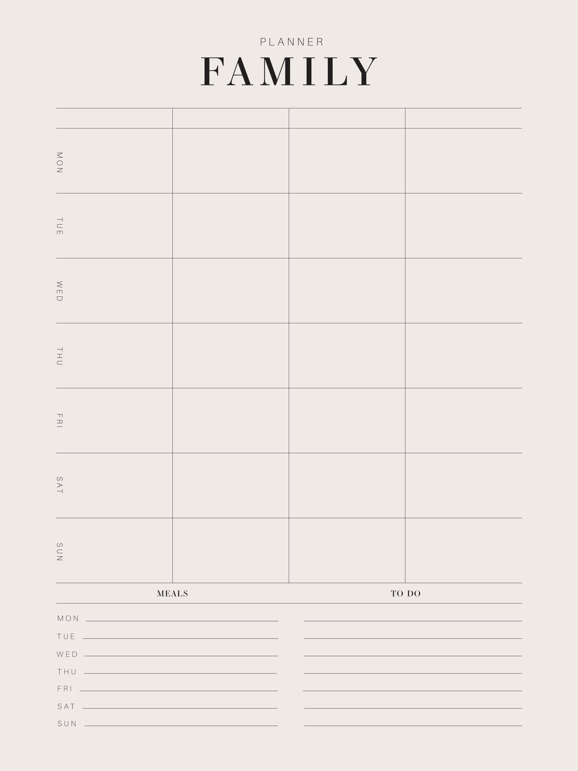 Weekly Family Planner Print