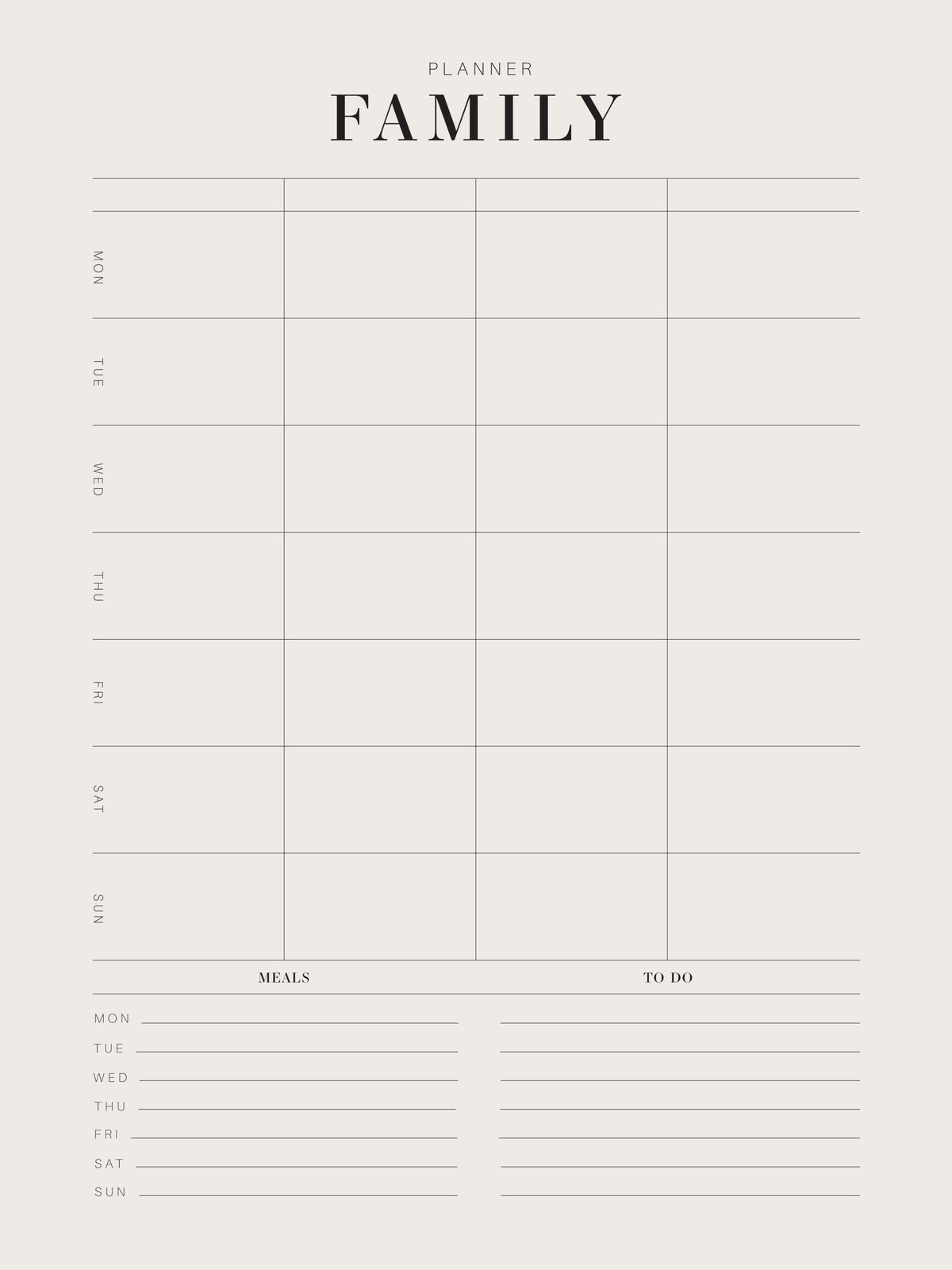 Weekly Family Planner Print