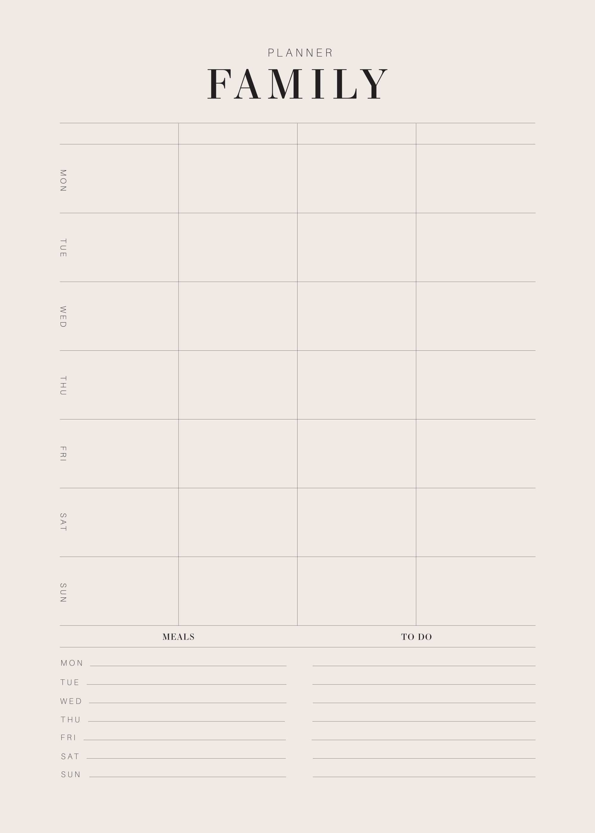 Weekly Family Planner Print