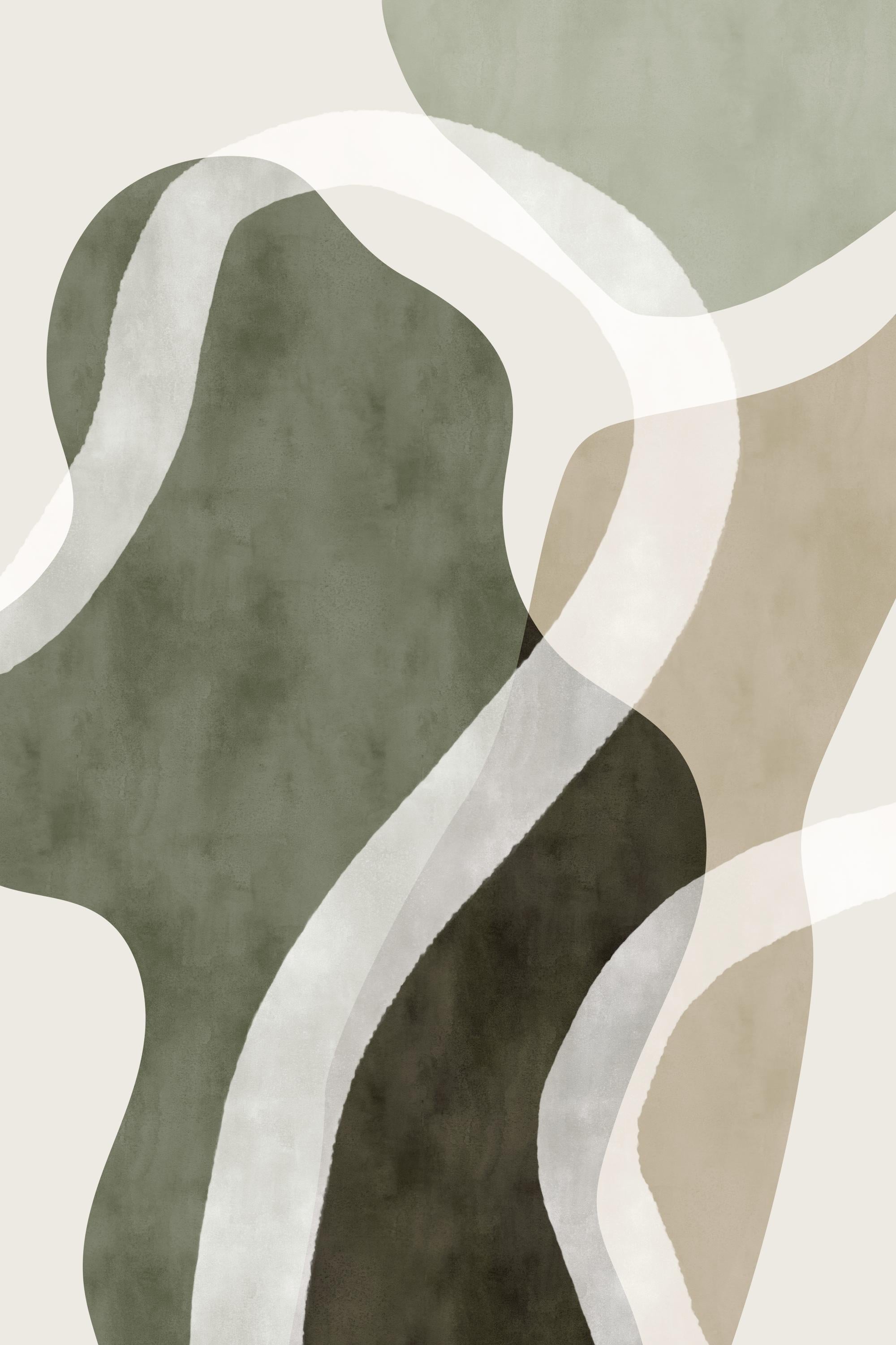 Abstract Green Shapes No1 Print