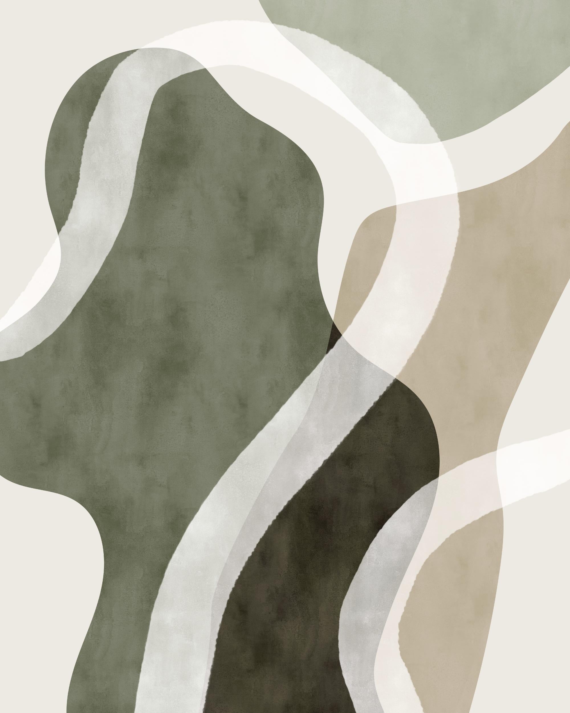 Abstract Green Shapes No1 Print