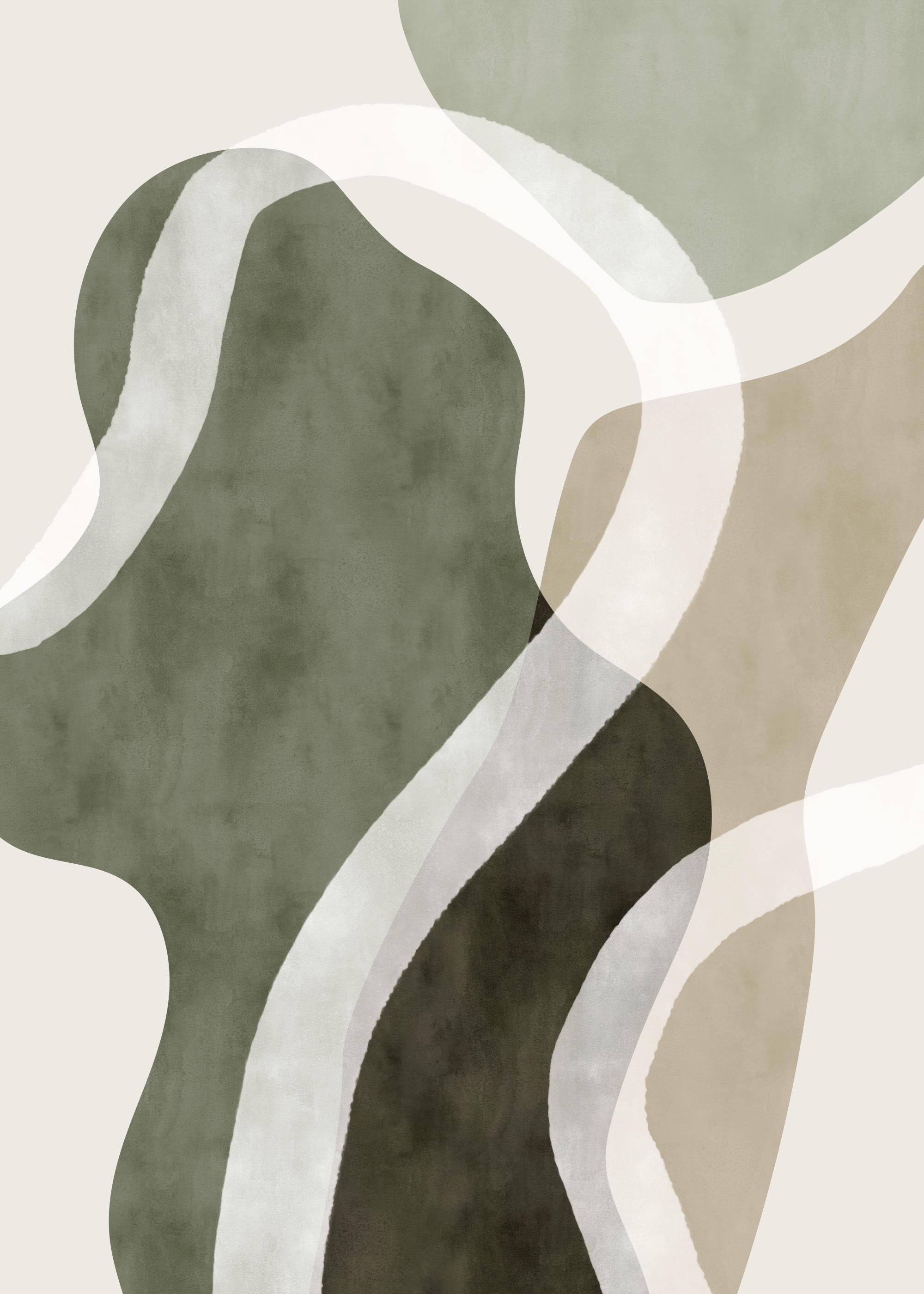 Abstract Green Shapes No1 Print