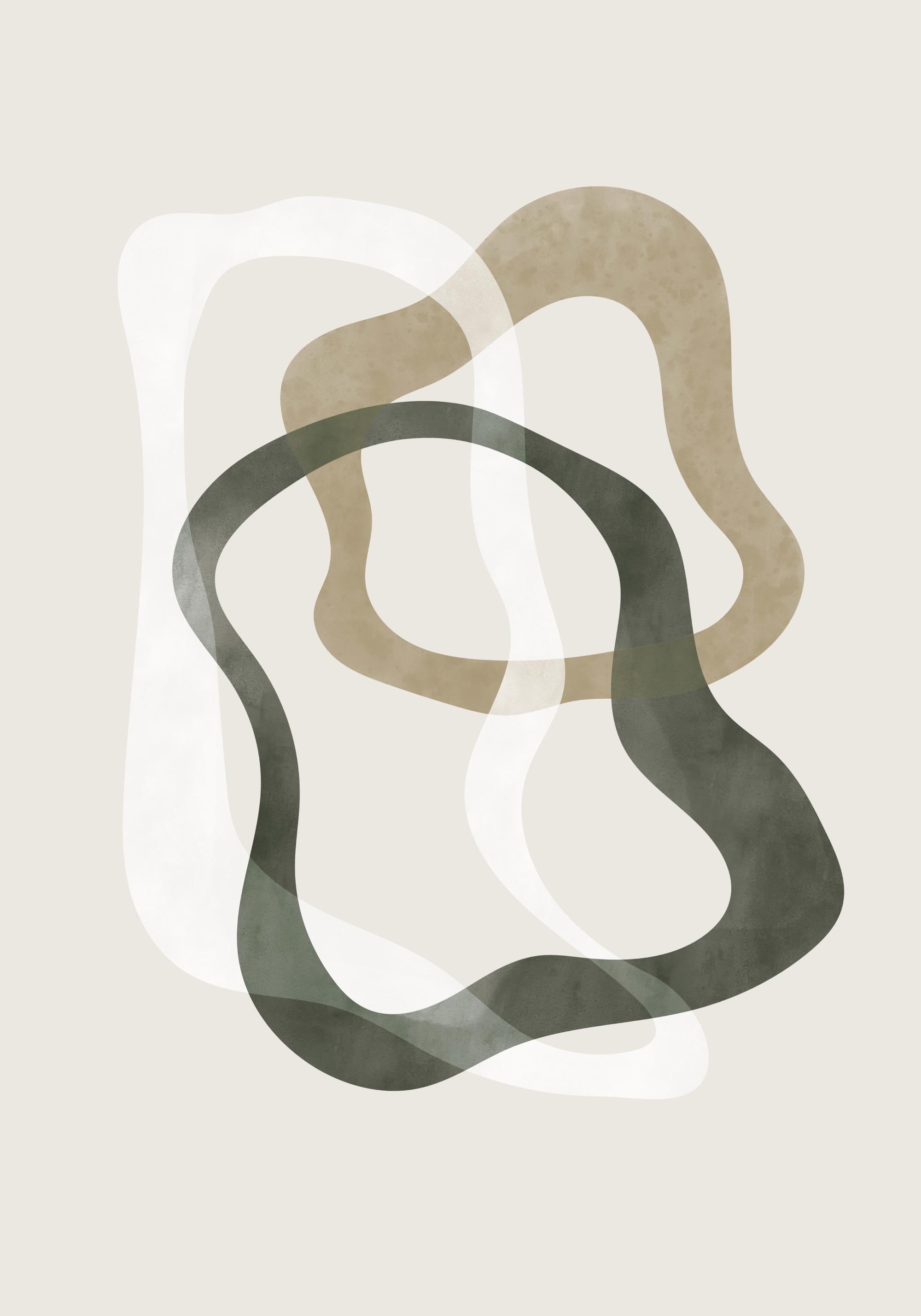 Abstract Green Shapes No2 Print