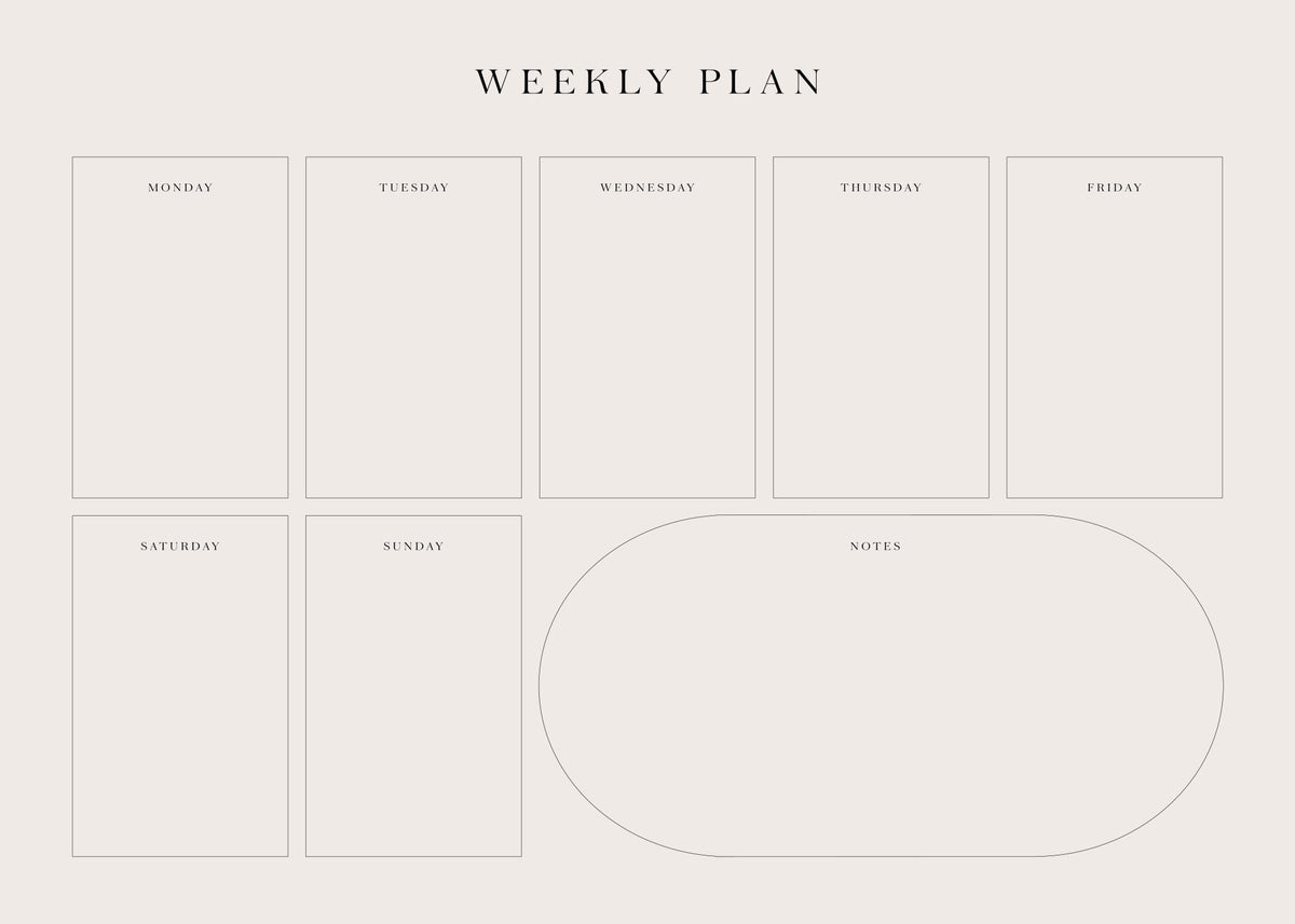 Weekly Planner Beige Print