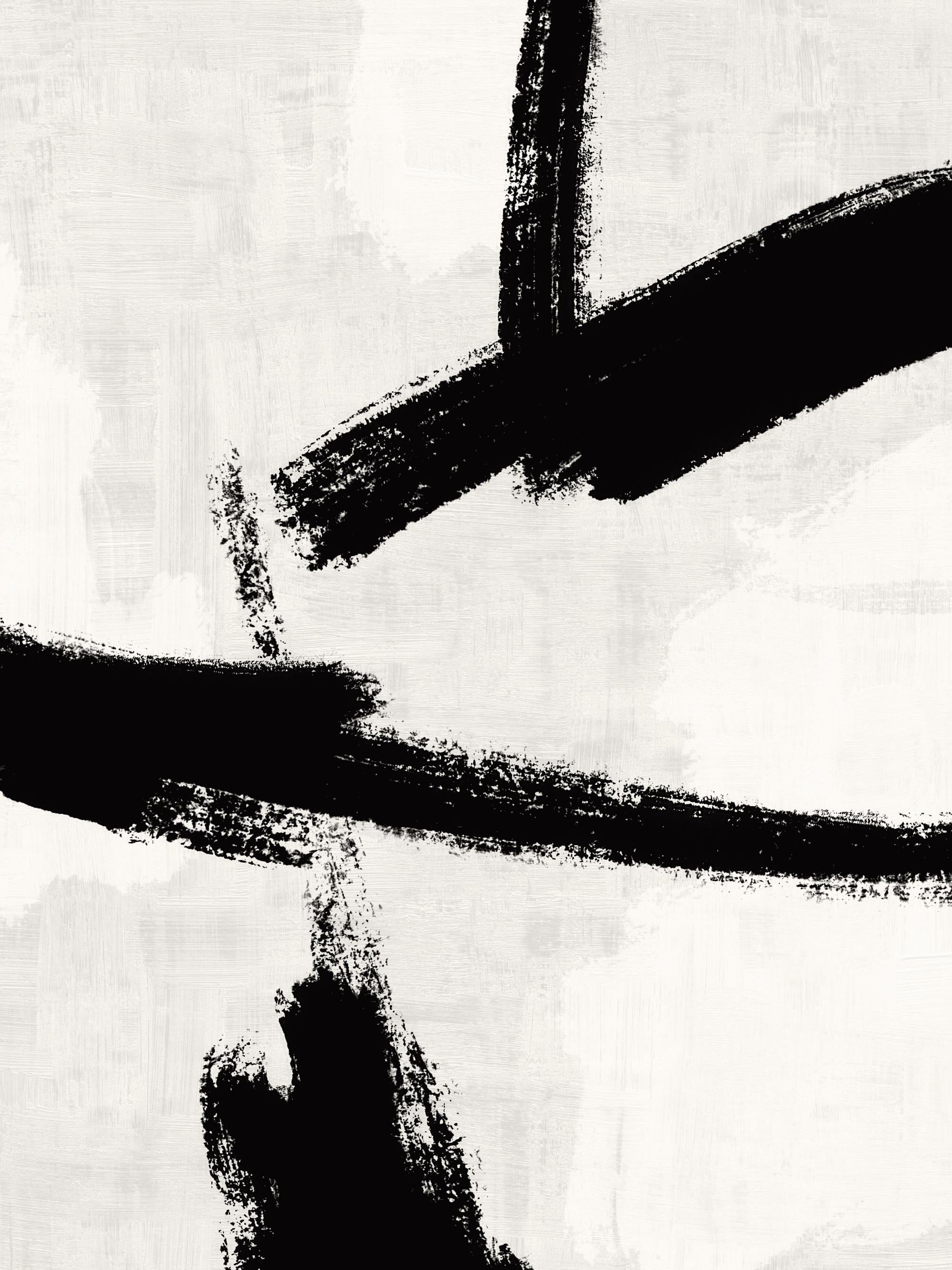 Black Brush Strokes No2 Print