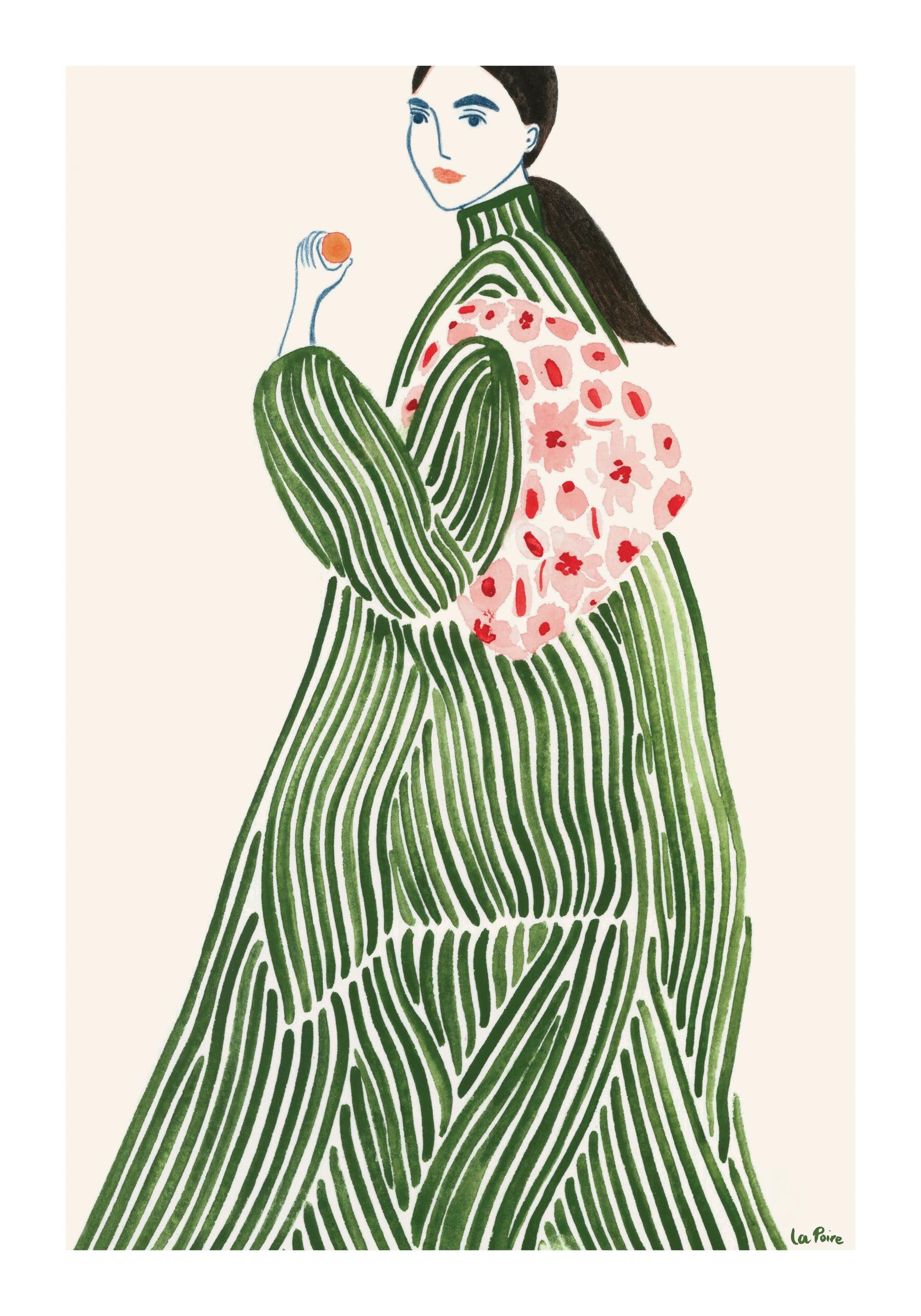 La Poire - Green Coat Print
