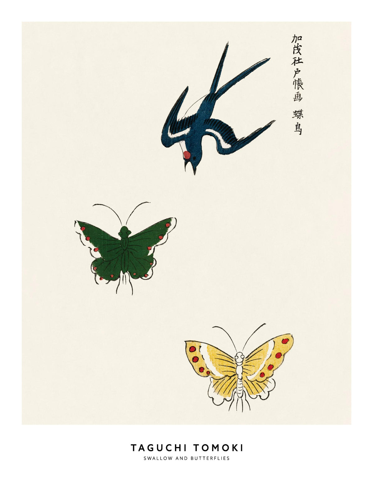 Taguchi Tomoki - Swallow and Butterflies Print