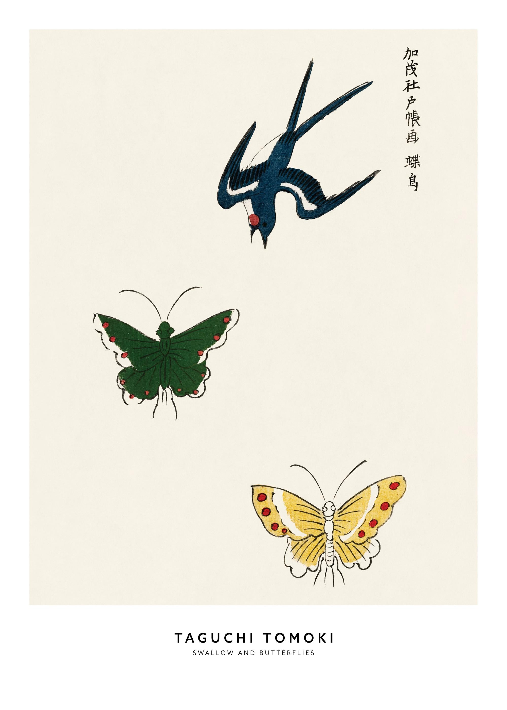 Taguchi Tomoki - Swallow and Butterflies Print