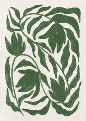 Green Botanical on Linen Print