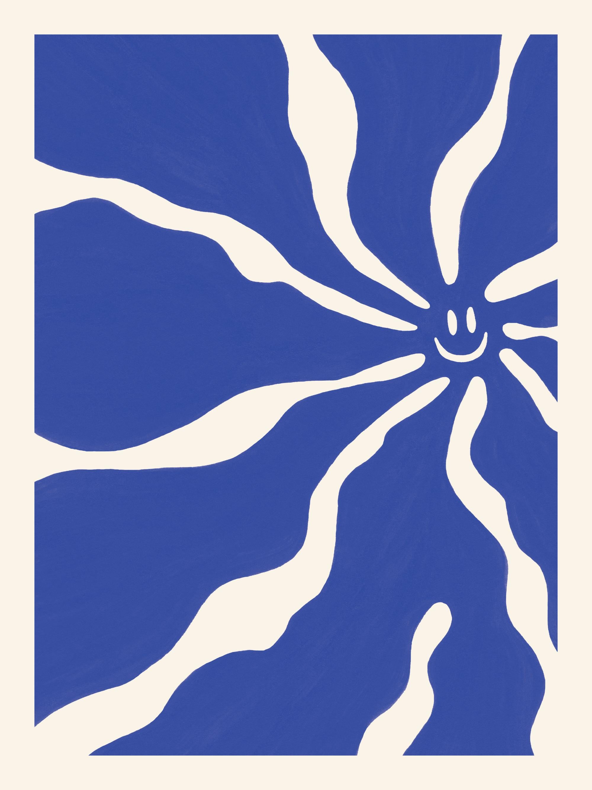 Happy Blue Flower Print