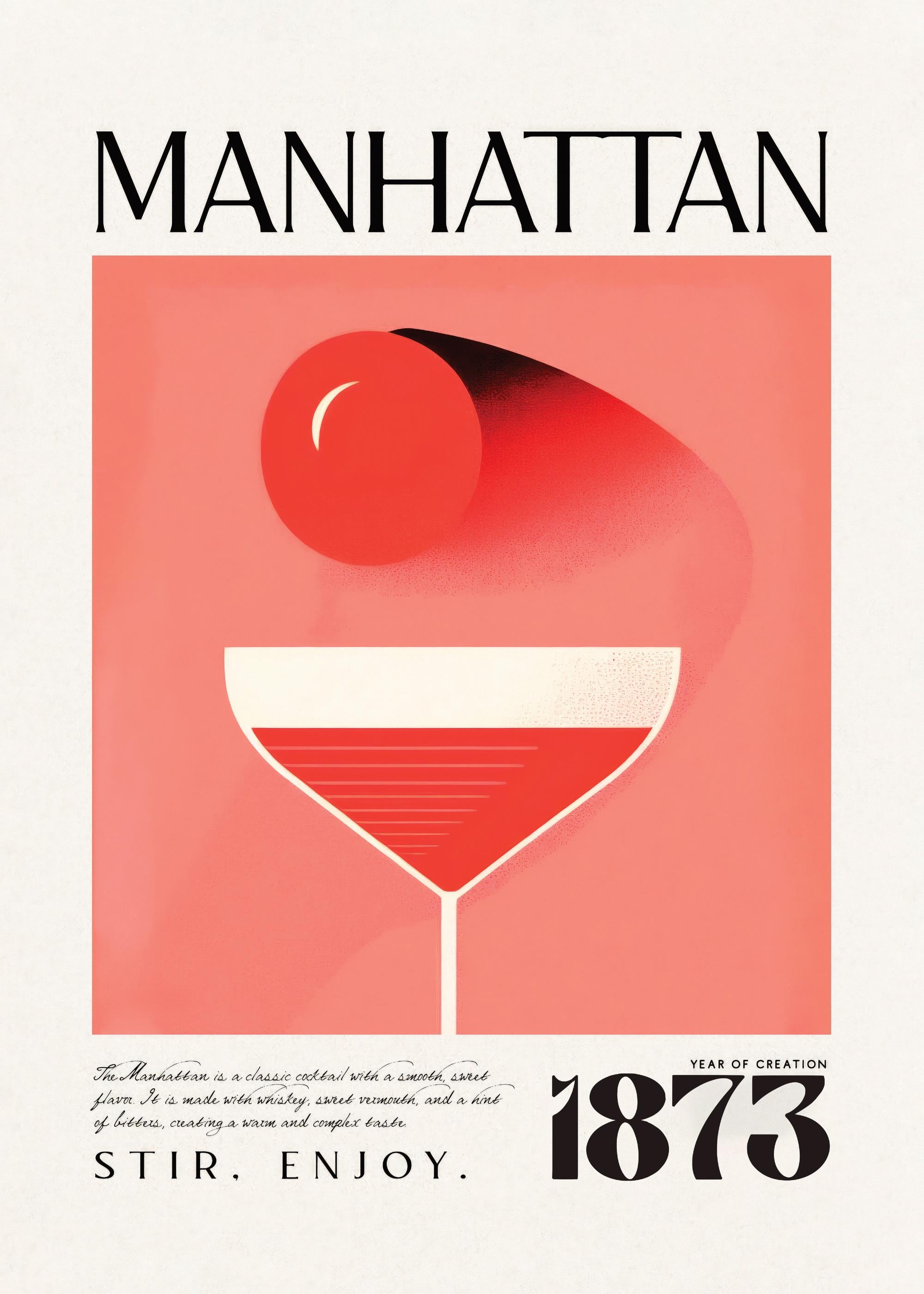 Vintage Manhattan Classic Recipe Print