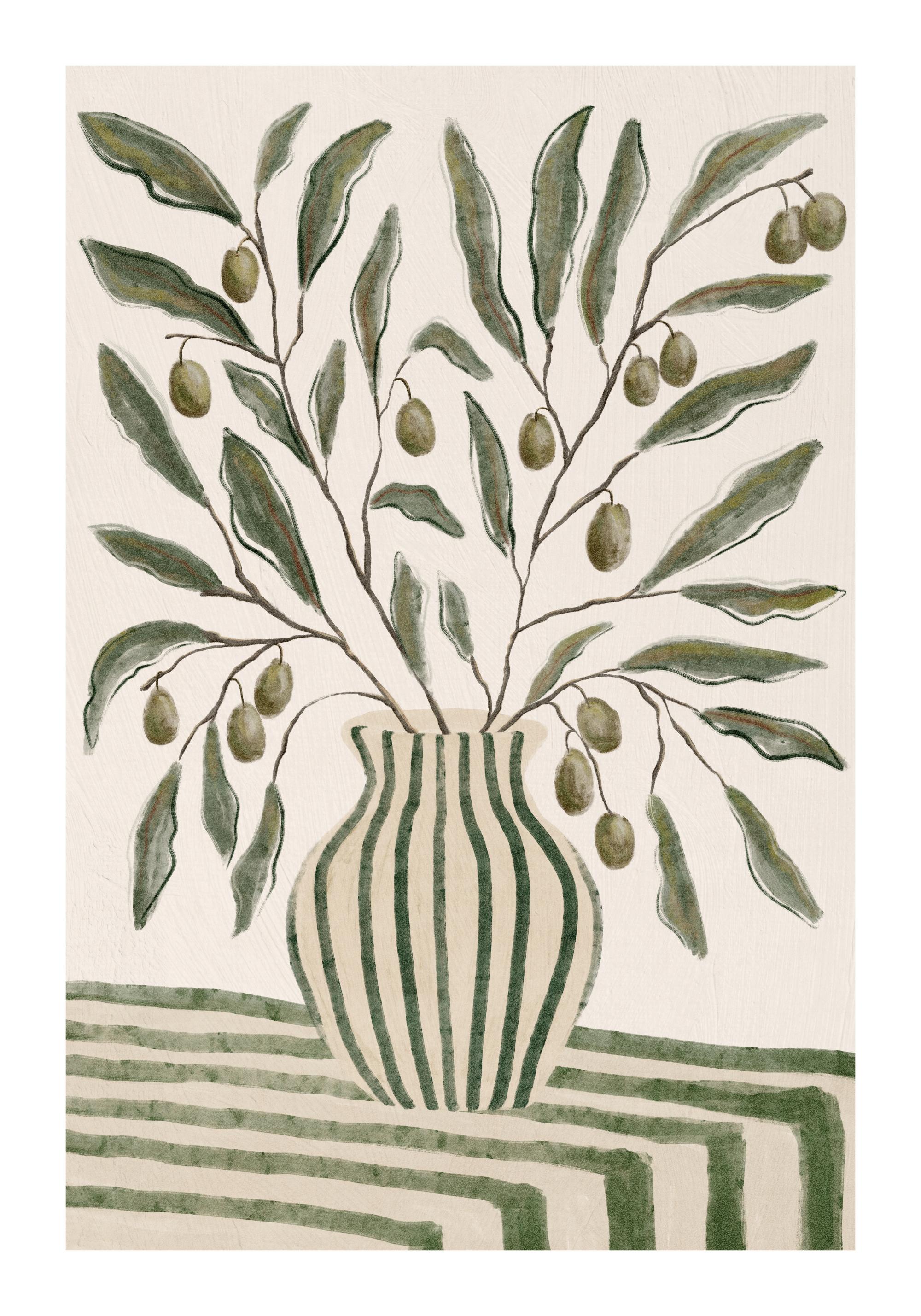 Olive Branches in Vase Print