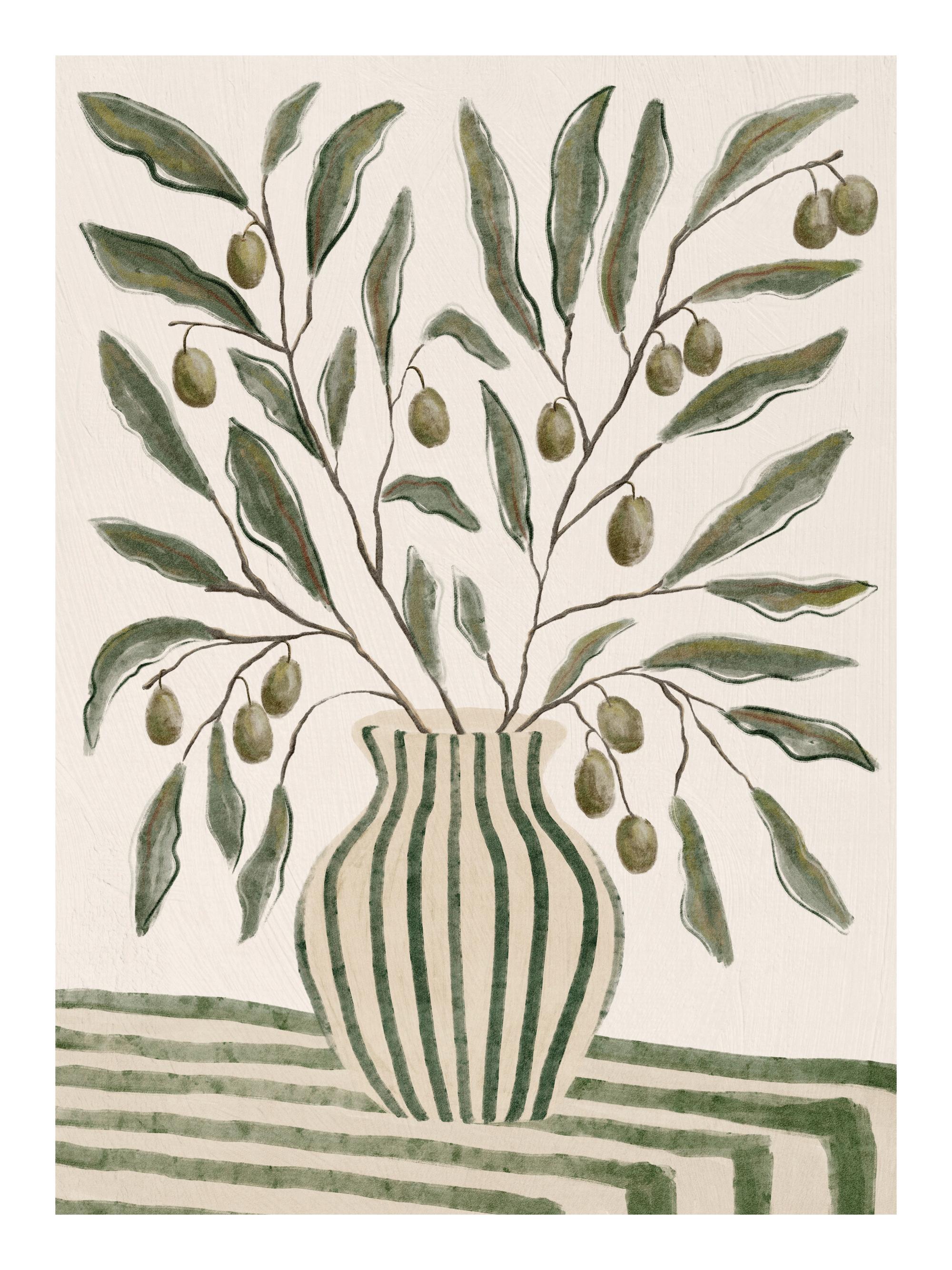 Olive Branches in Vase Print