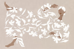 Lady in White Floral Dress Print