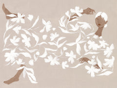 Lady in White Floral Dress Print
