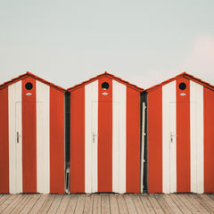 Striped Beach Huts Print