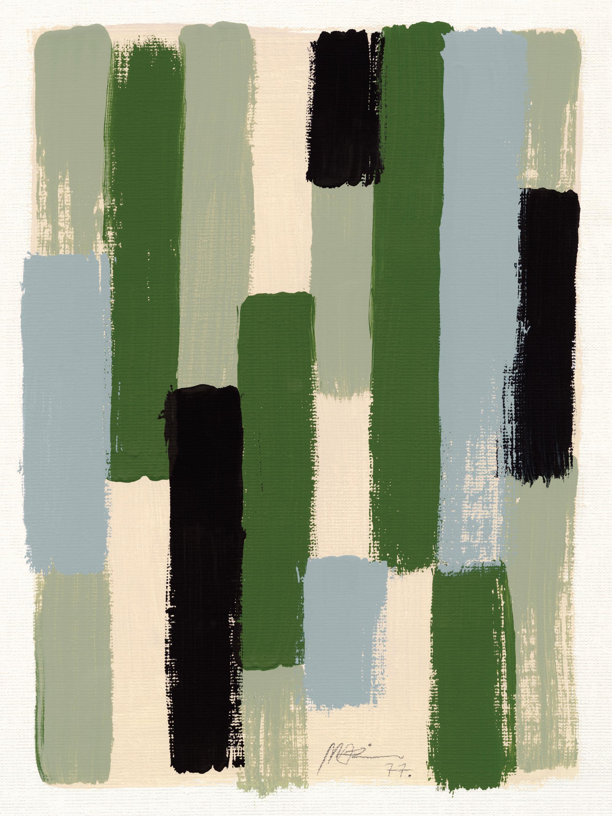 Green Brush Strokes Print
