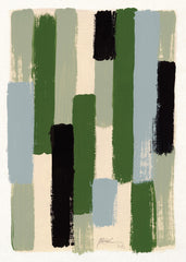 Green Brush Strokes Print