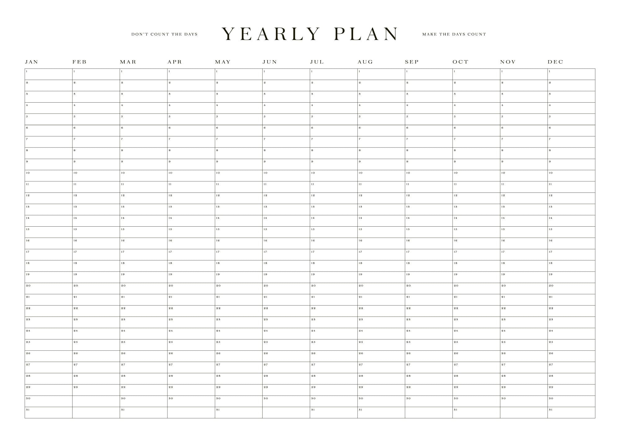 Yearly Planner Print