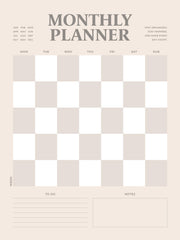 Monthly Planner Checkered Print