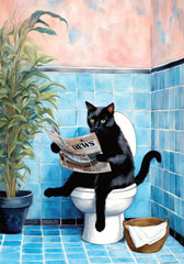 Cat on Toilet Print