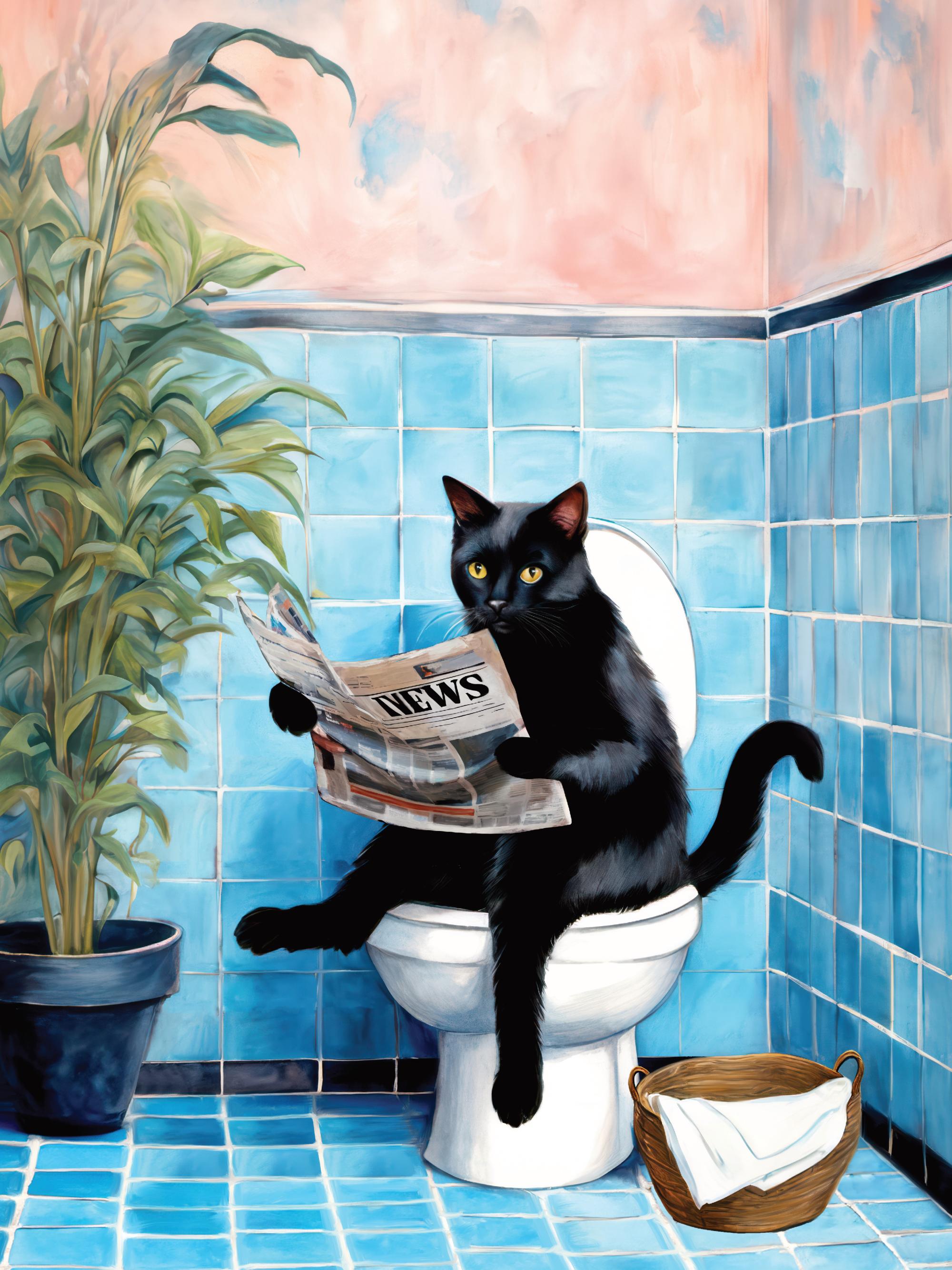 Cat on Toilet Print