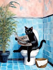 Cat on Toilet Print