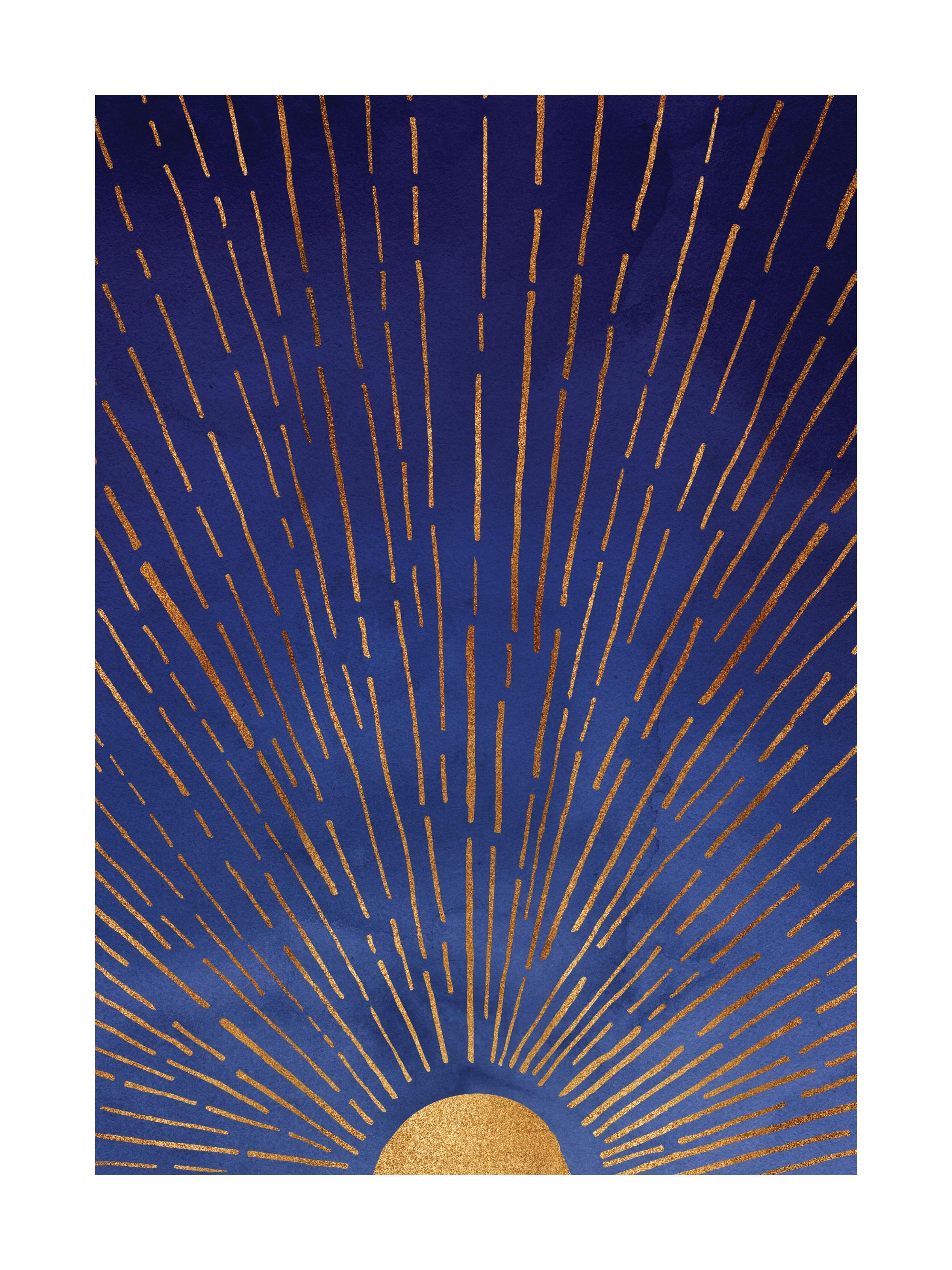 Kristian Gallagher - Twilight Blue and Metallic Gold Sunrise Print