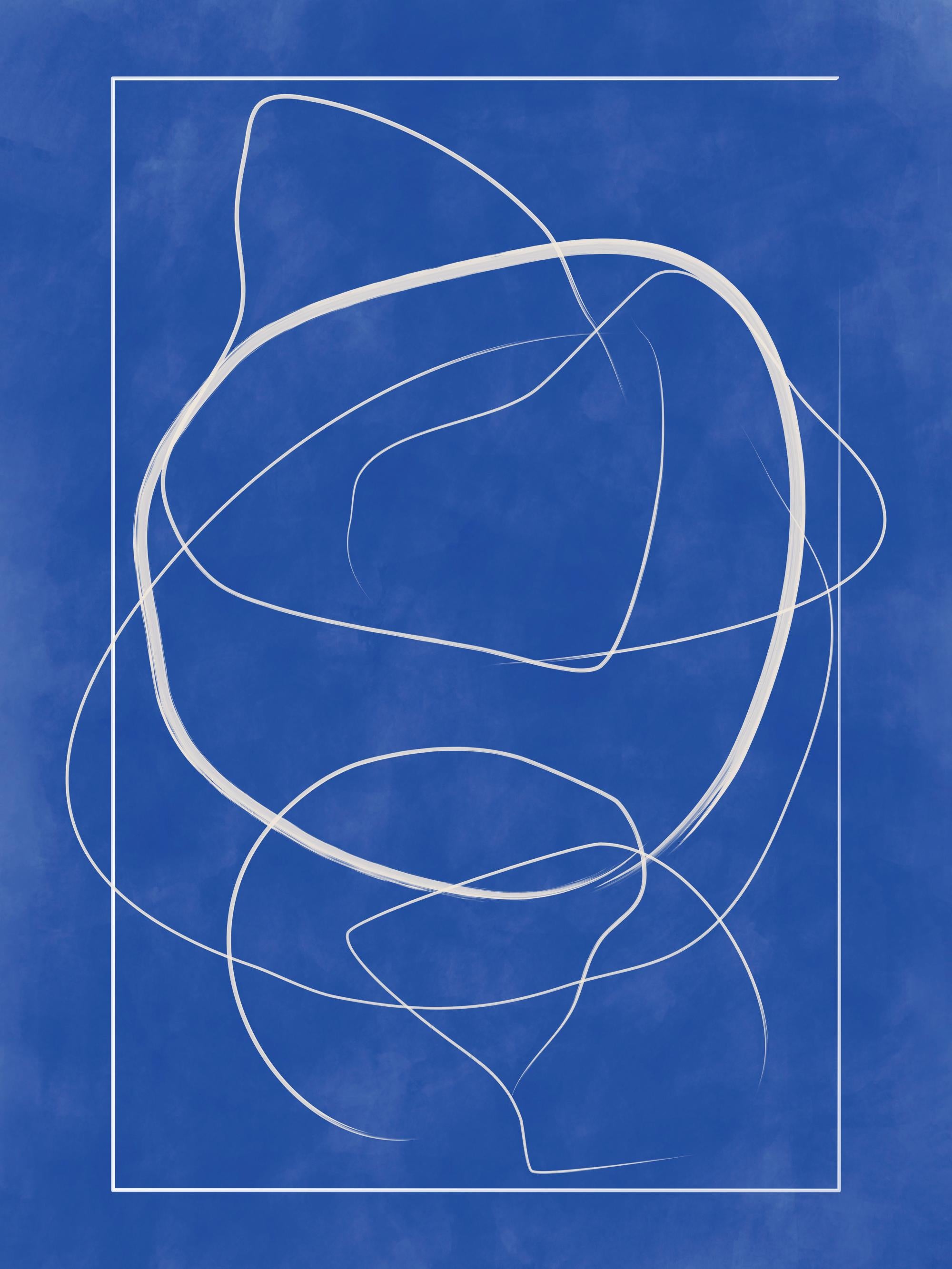 The Print Republic - Abstract Blue Lines Print