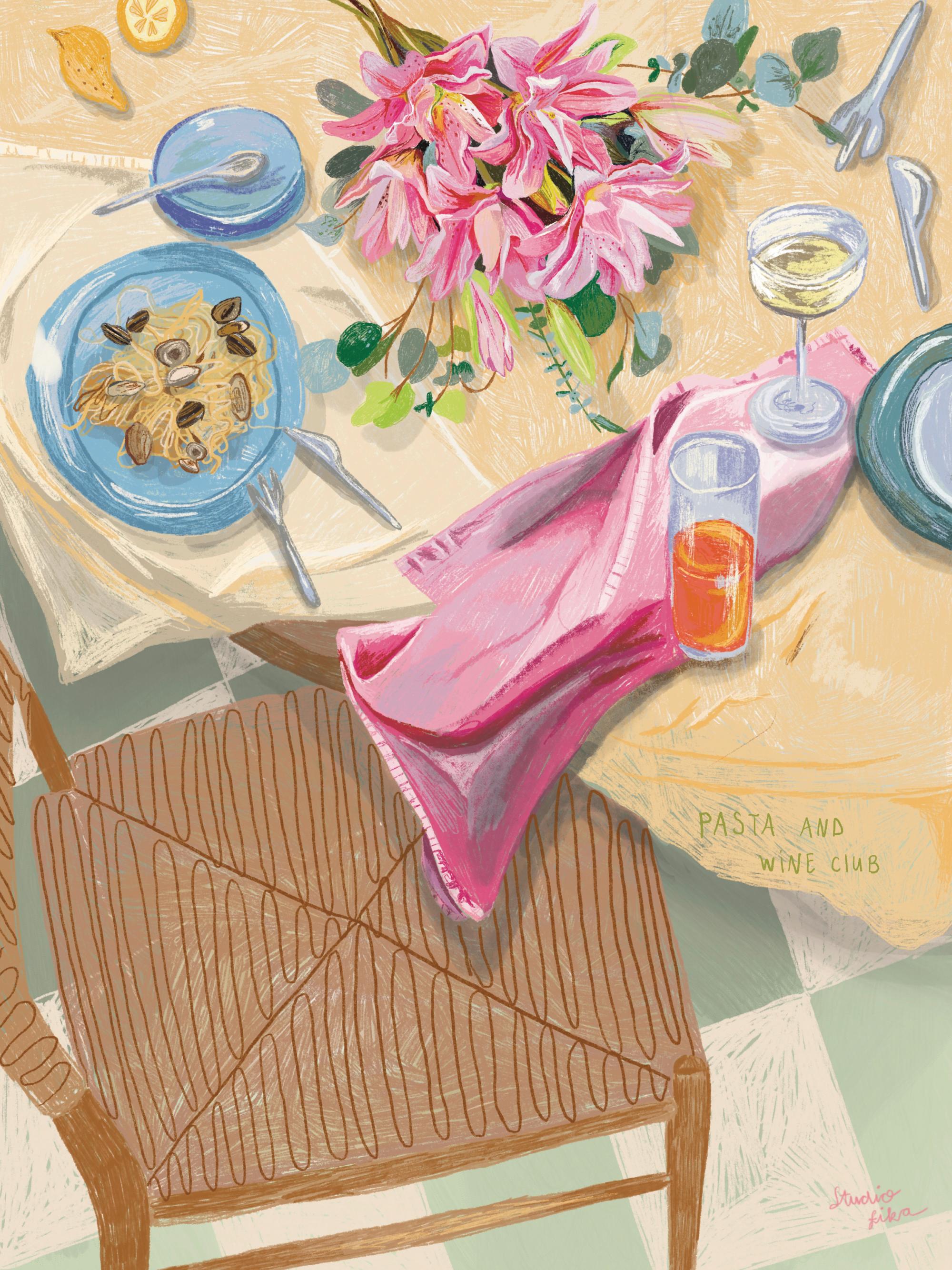 Loïs Langenberg - Pasta and Wine Club Print