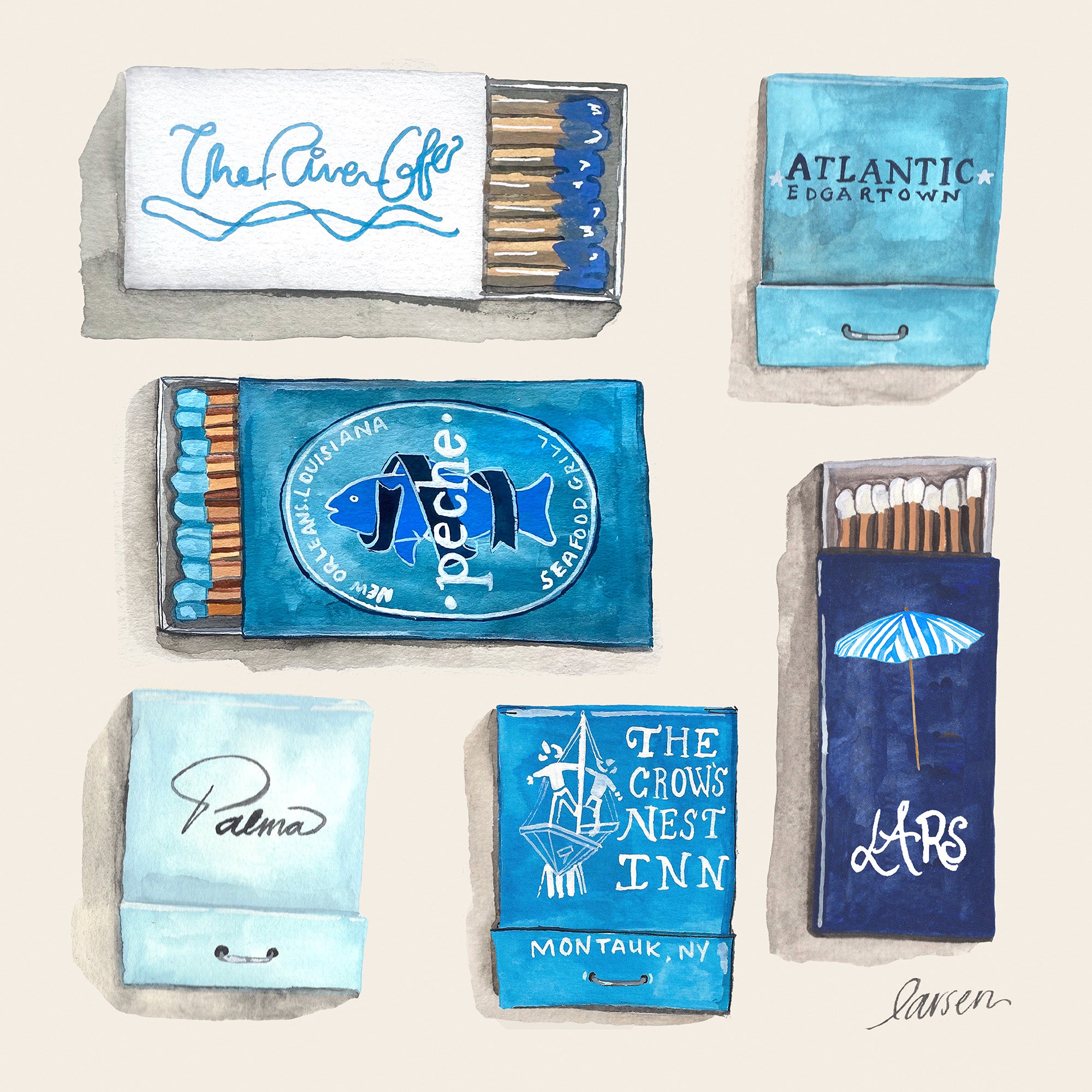 Larsen McDowell Art - Matchbook Collection Blue Print