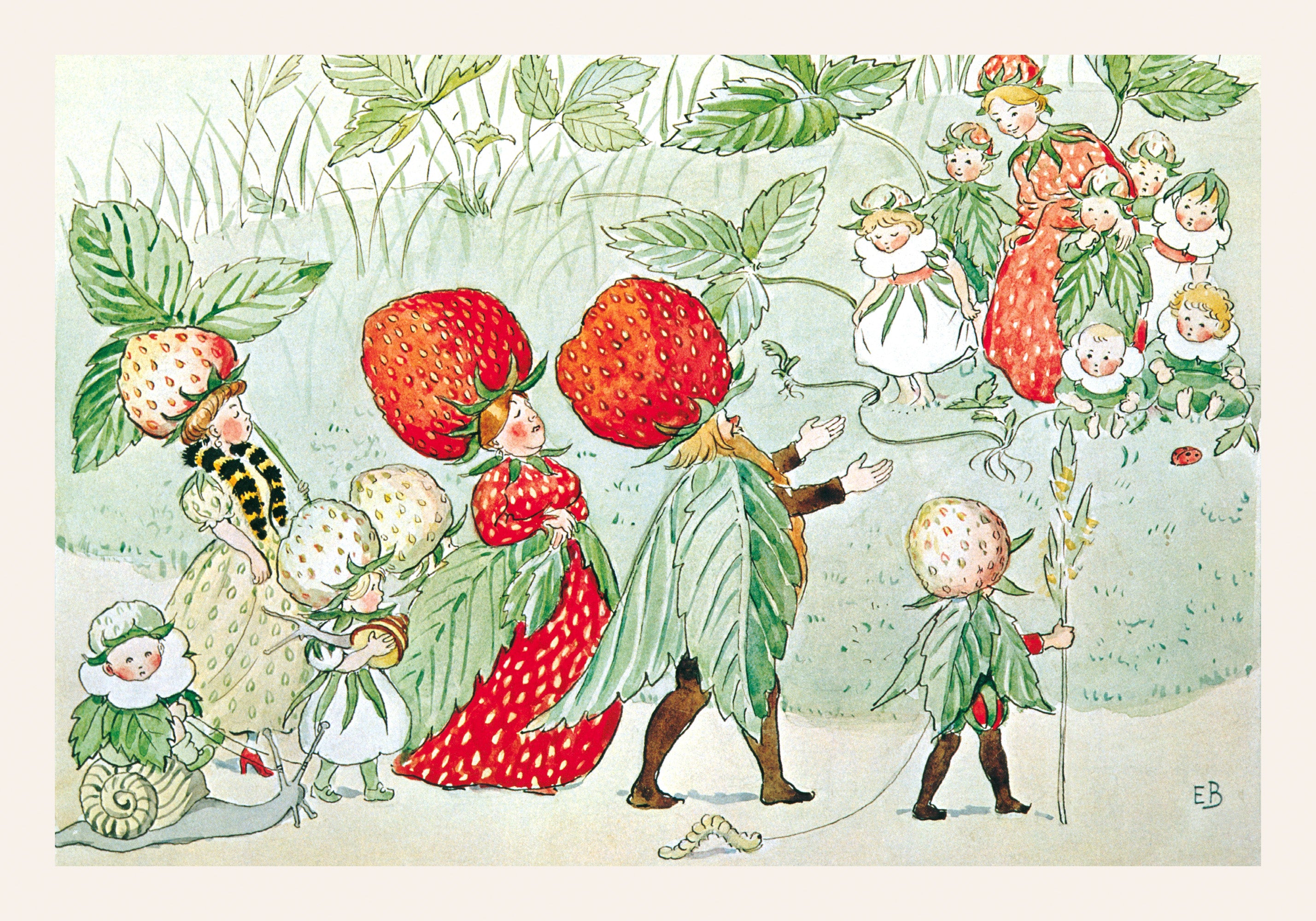 Elsa Beskow - The Strawberry Family Print