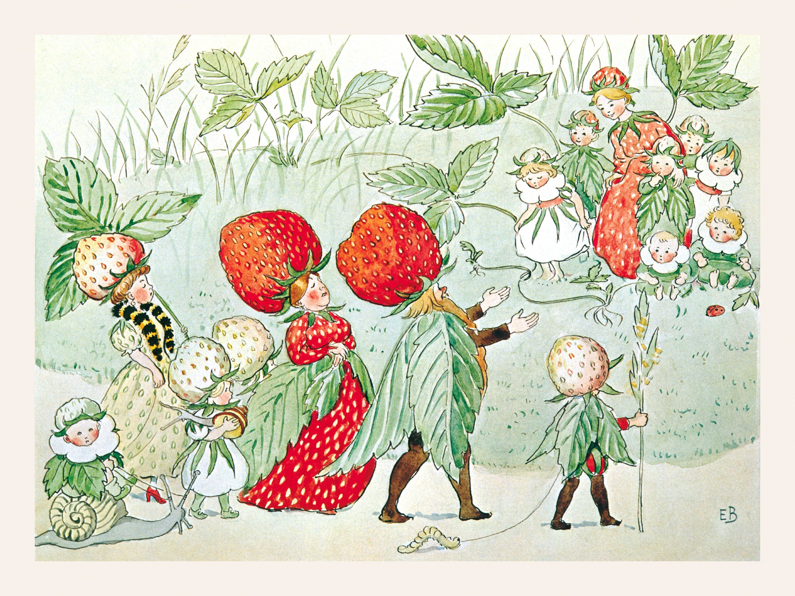 Elsa Beskow - The Strawberry Family Print