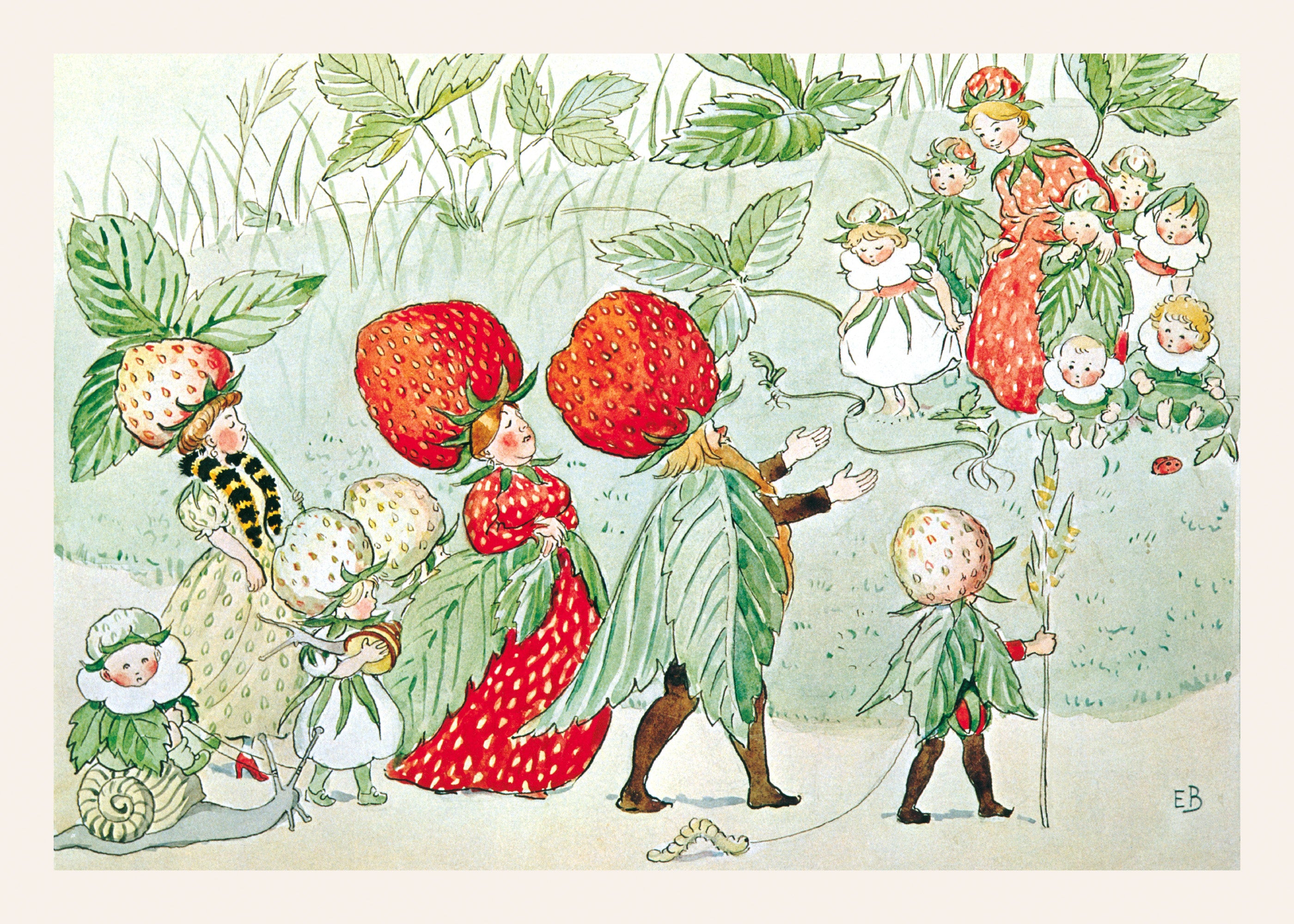 Elsa Beskow - The Strawberry Family Print
